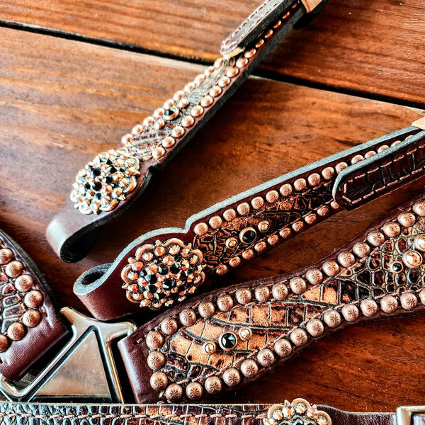 Rockin Wilson Copper Frosted Brown Gator Tack Set
