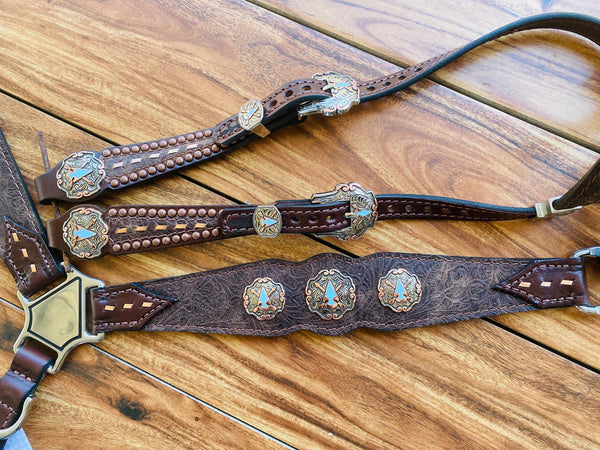 Klassy Cowgirl Leather Headstall & Breast Collar Set w/ Louis