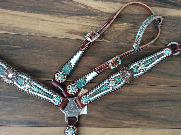 Rockn' Wilson's Turquoise & Cream Gator Leather