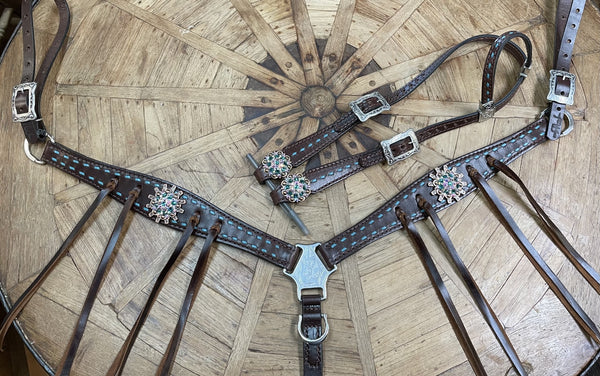 Rockn' Wilson's Turquoise Buckstitch & Round Conchos