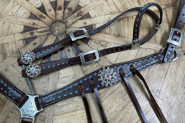 Rockn' Wilson's Turquoise Buckstitch & Round Conchos