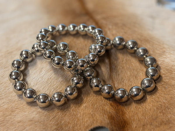 Silver Bead Stretch Bracelet