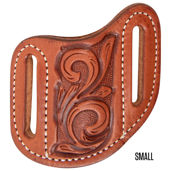 Martin Angled Knife Scabbard- Chestnut w/ Floral Tooling