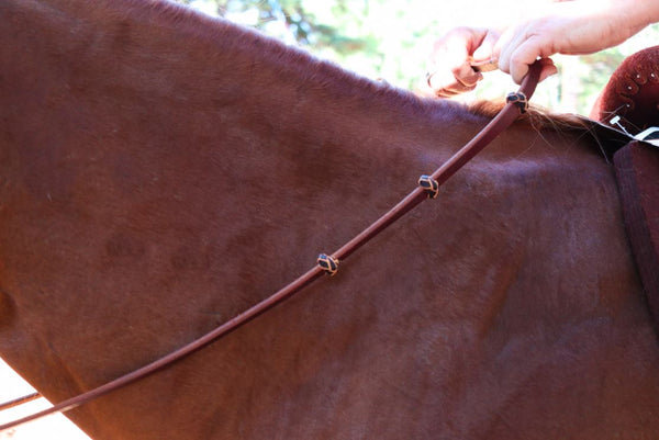 Leather Barrel Racing Reins with Leather Knots