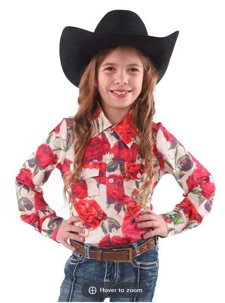 Cowgirl Tuff Pullover Button-Up - Rose Print