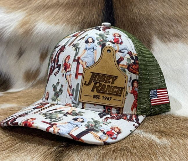 Josey Ranch Custom Cap Olive Vintage 1967 Ear Tag