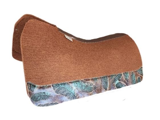 5 Star "All Around" 7/8" Cinnamon Saddle Pad w Turquoise Mesa Feather Wear Leathers